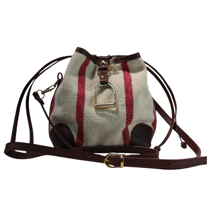 BOLSO BANDOLERA ESTILO ECUESTRE | RAYAS ROJAS Y BEIGE