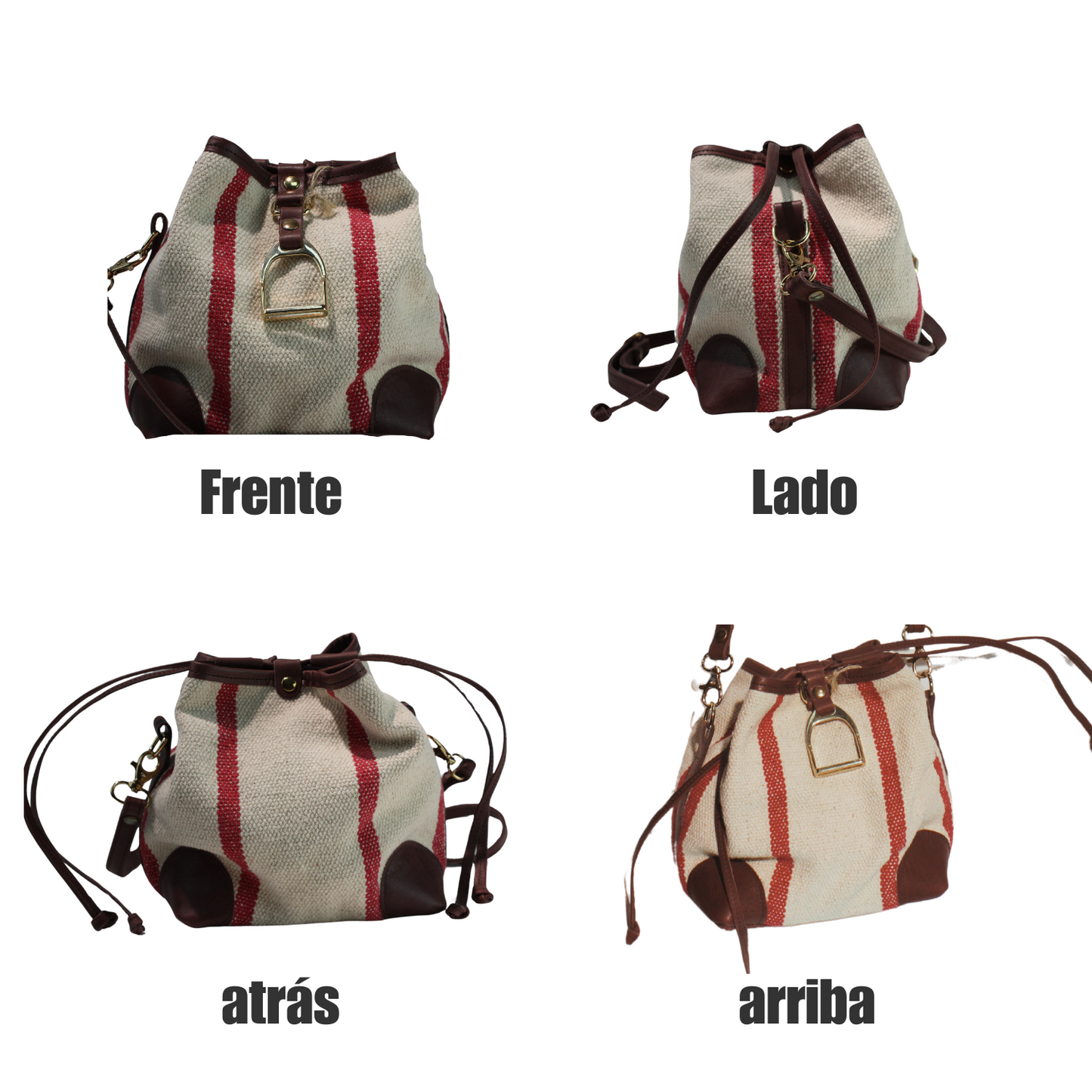 BOLSO BANDOLERA ESTILO ECUESTRE | RAYAS ROJAS Y BEIGE